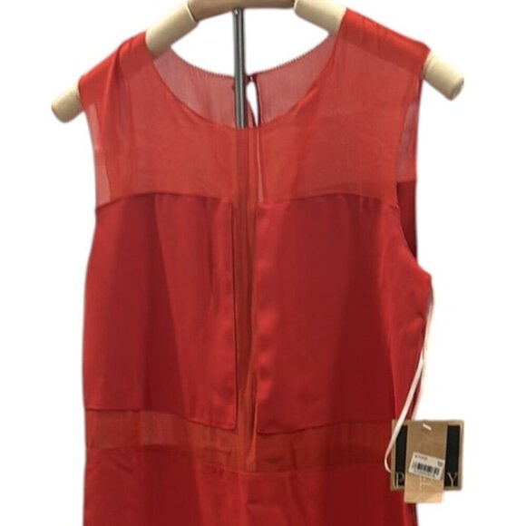 RACHEL Rachel Roy Orange Midi Sheath Dress Medium NWT Sheer Panel Cocktail - Picture 4 of 13